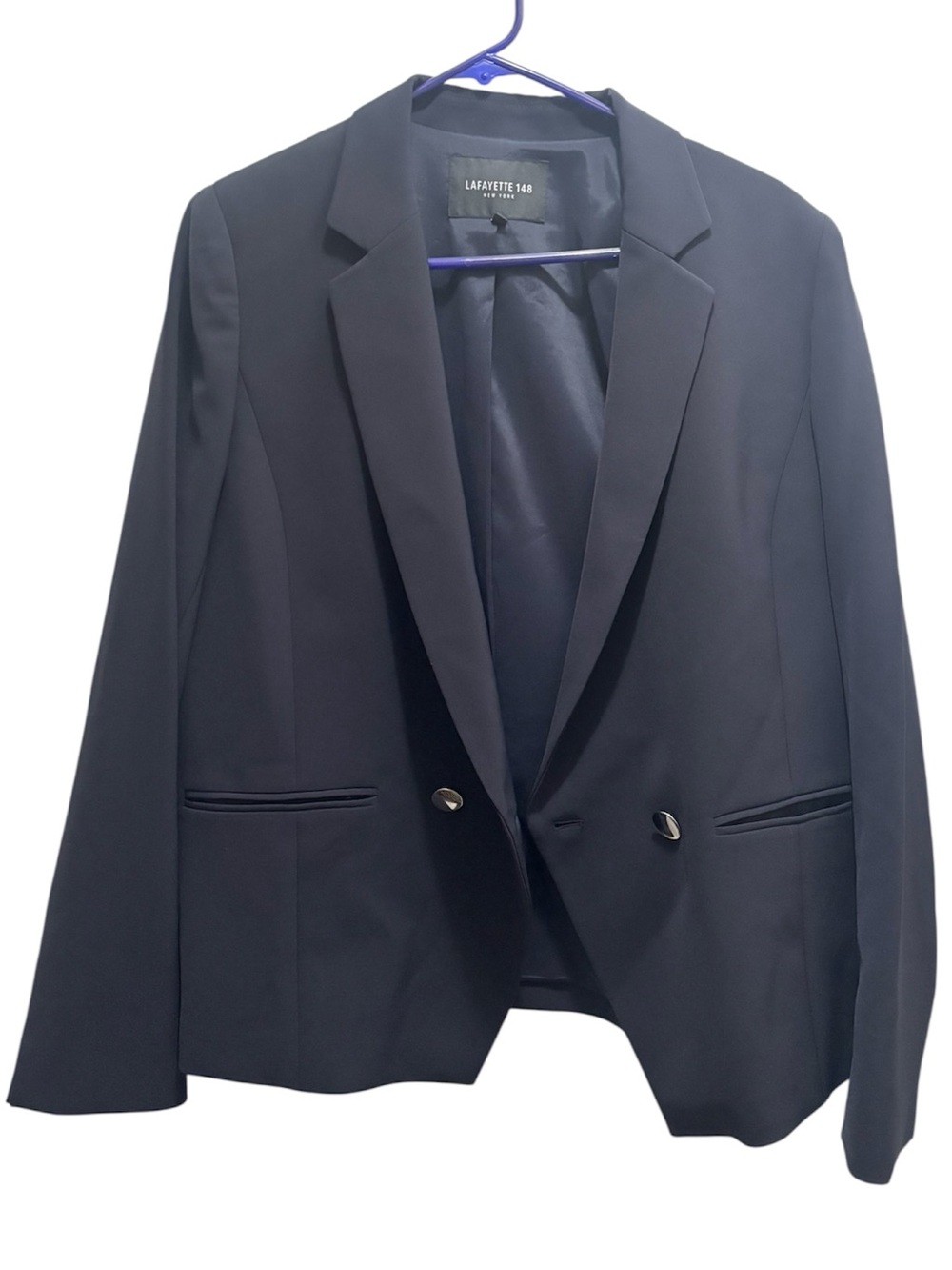 Lafayette 148 New York Dark Navy Double-Button Blazer